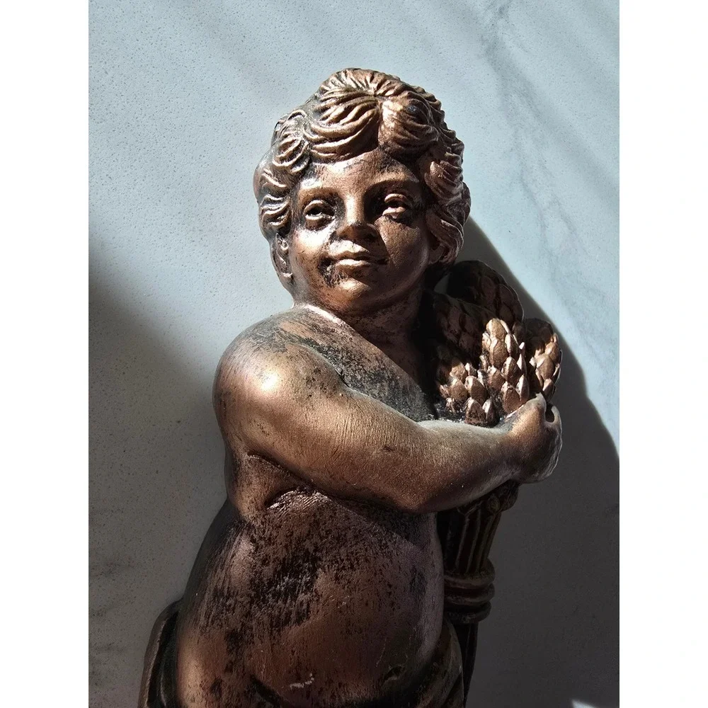 Vintage Syroco Cherub Wall Shelf Corbel Bronze Putti 7138 Hollywood Regency 1969